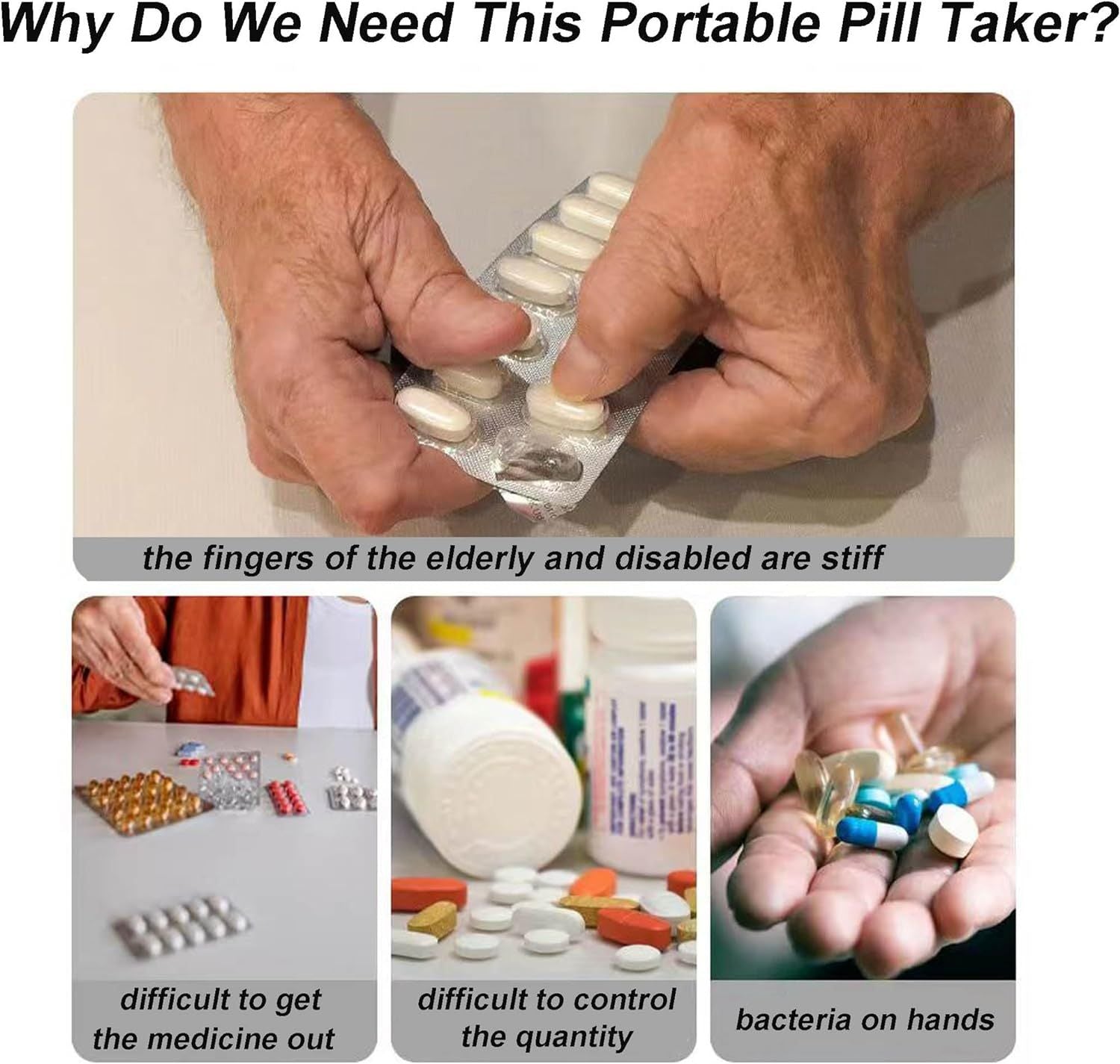 Pack of 2 Portable Pill Taker, Portable Travel Pill Popper Tool, Pill Organizer Pill Boxes Tablets Pills Organizer Medicine Storage Box - Oshi.pk - Buy & Sell Online