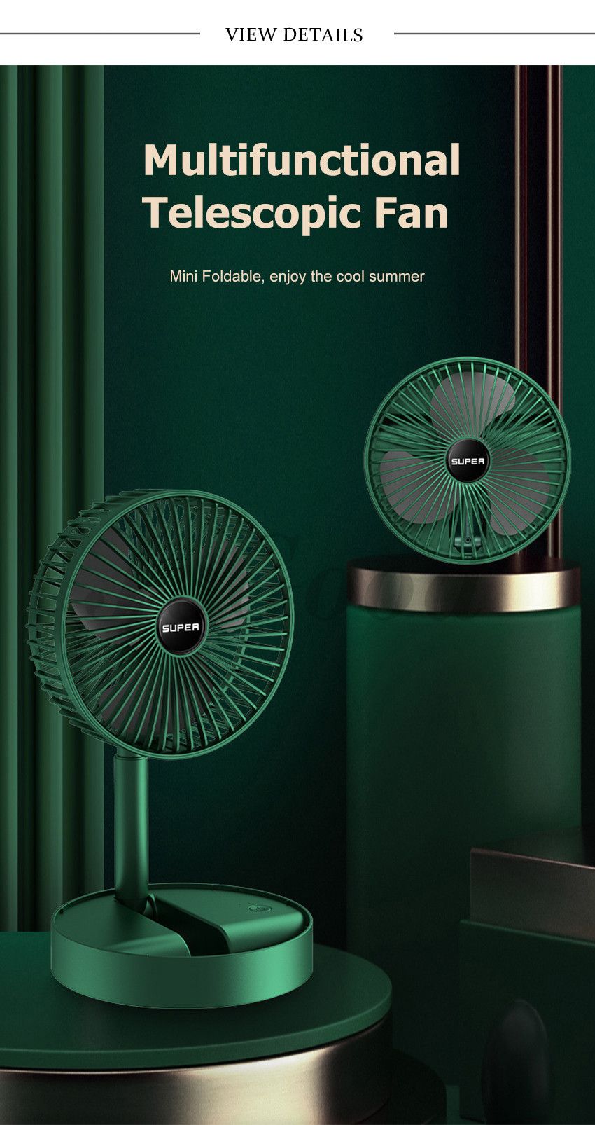 Portable Table Fan 6.5 Inch 3 Speeds Wind Quiet 2000mAh RechargeableBattery Powered USB Desktop Folding Fan For Home Desk Outdoor Bedroom Office Trave - Oshi.pk - Buy & Sell Online