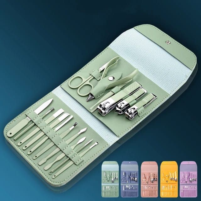 Portable Trimming Stainless Steel 16Pcs Multifunctional Nail Clipper Kit Scissor Pedicure Cutter Eagle Hook for Comprehensive Nail Care - Oshi.pk - Buy & Sell Online