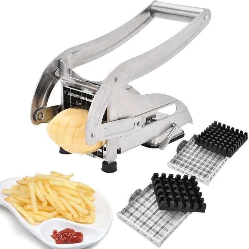 Potato Chips Making Machine Stainless Steel French Fry Potato Cutter Slicer Chipper Cucumber Slice Cut Kitchen Gadgets - Oshi.pk - Buy & Sell Online