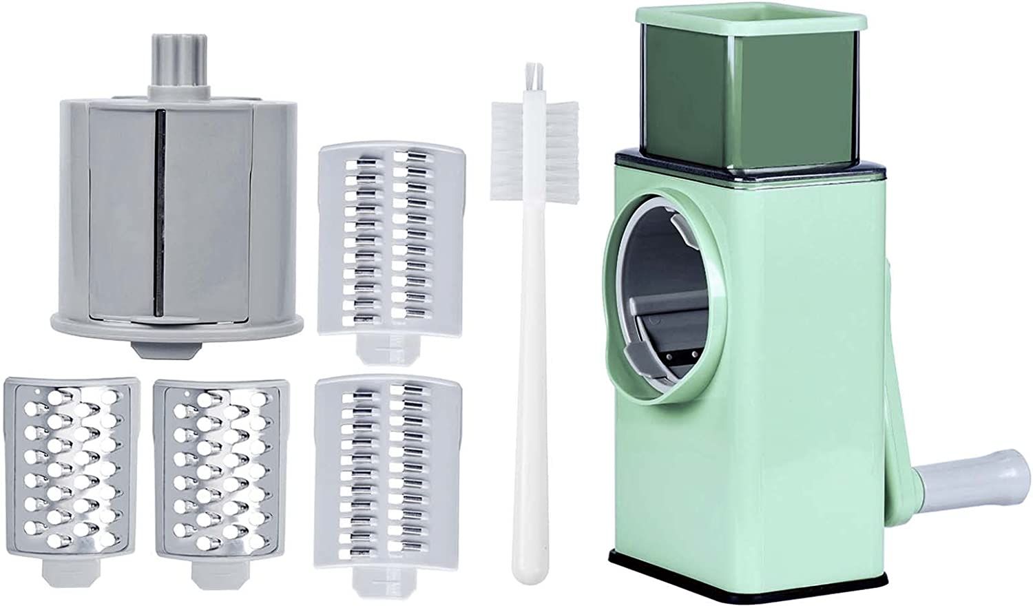 Potato Slicer Upgraded Hand Crank Vegetable Cutter Rotary Cheese Graters Multifunctional Chopper Veget Shredders Fruit Kitchen Tool with 3 Stainless S - Oshi.pk - Buy & Sell Online