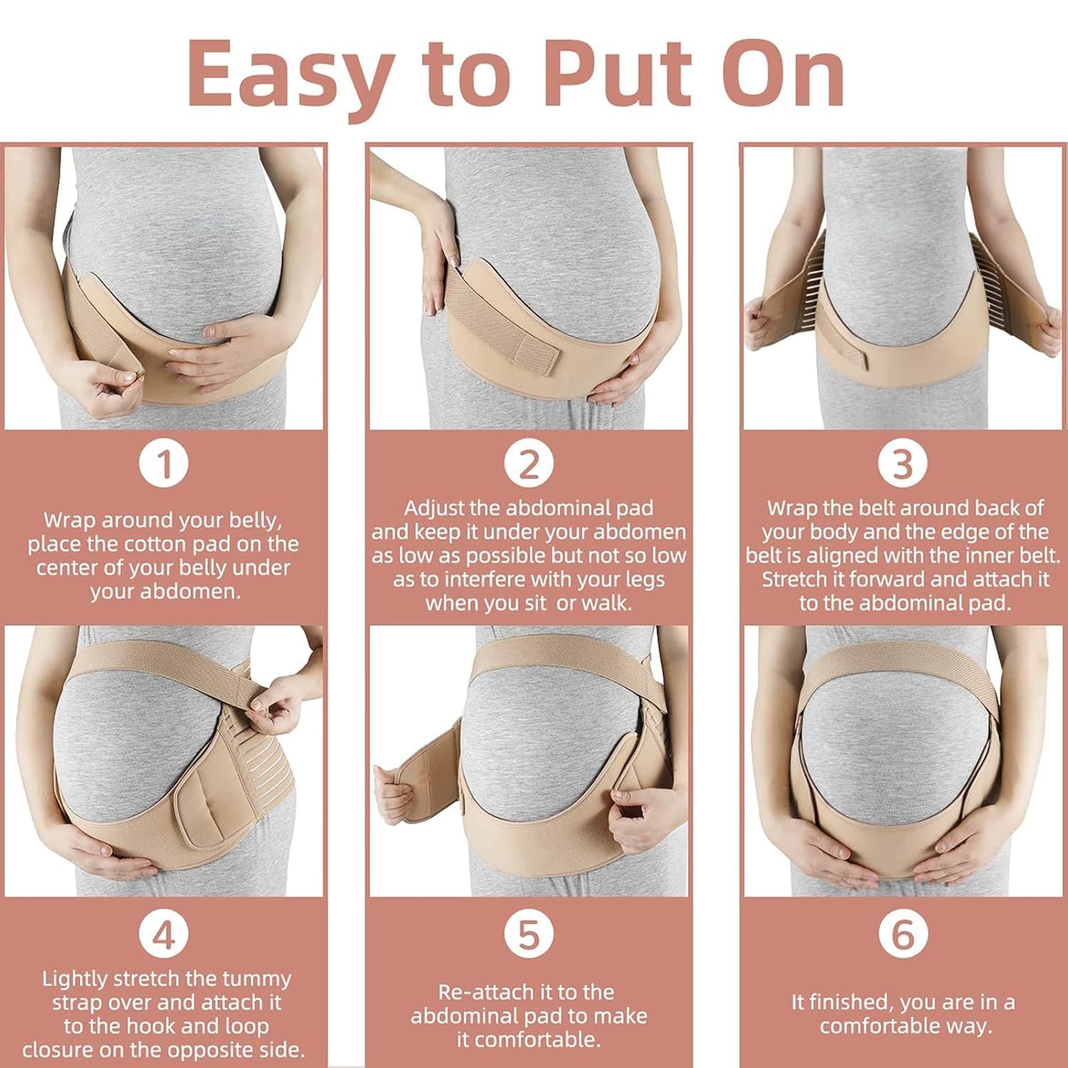 Pregnancy Belly Band Waist Abdominal Back Belly Band Support Brace Adjustable Breathable Belly Support Care Pregnancy(XXL XL L), Skin color, L - Oshi.pk - Buy & Sell Online