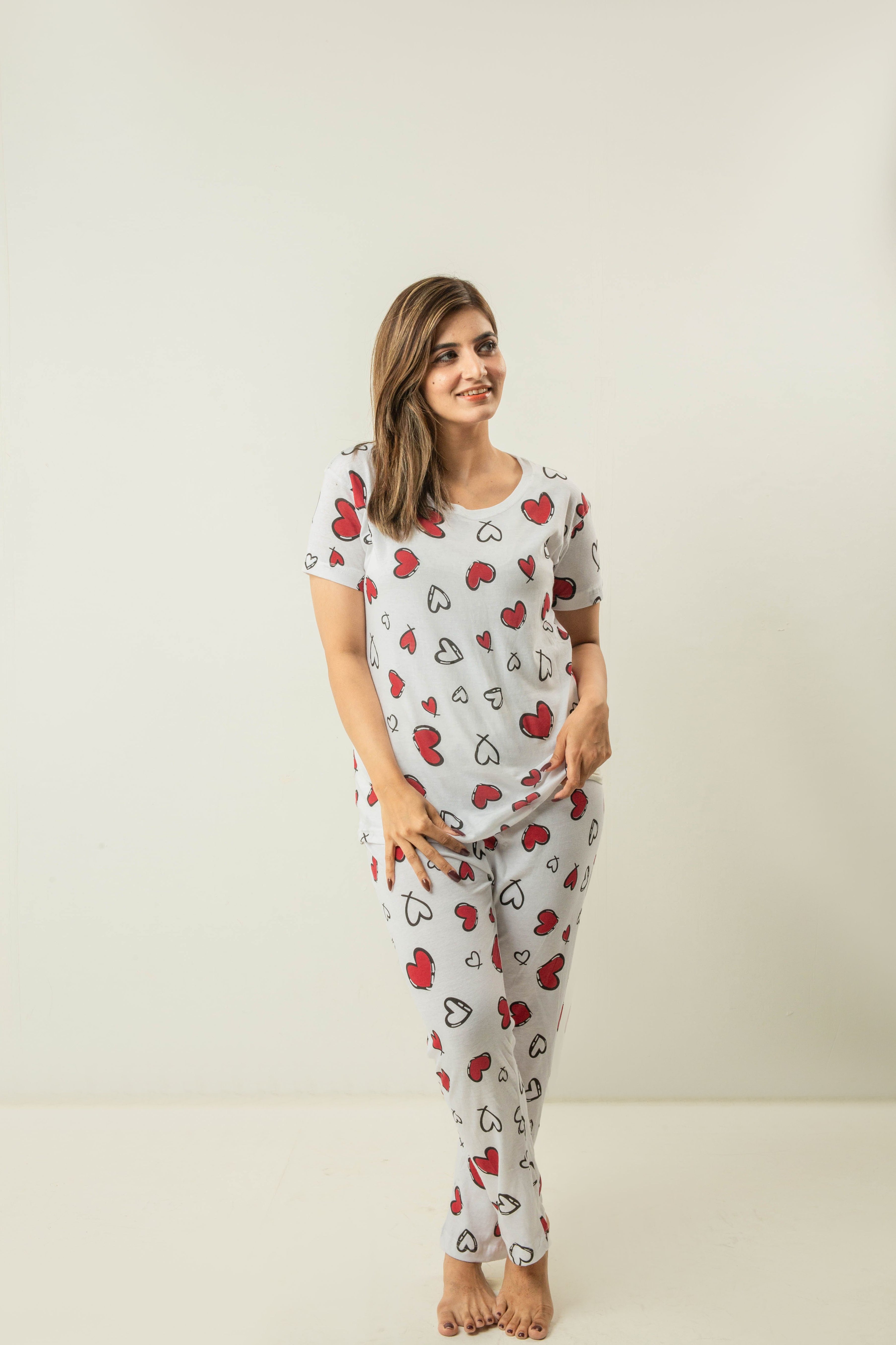 Printed Cotton Ladies Sleep Dress Night Wear With Shirt And Trouser - Oshi.pk - Buy & Sell Online