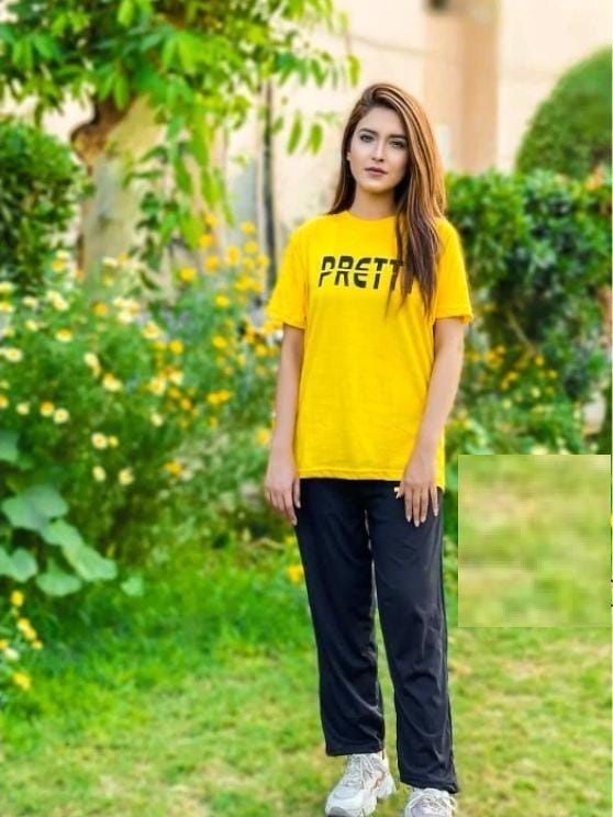 Yellow Pretty Printed Night Dress Tshirt and Trouser For Her - Oshi.pk - Buy & Sell Online