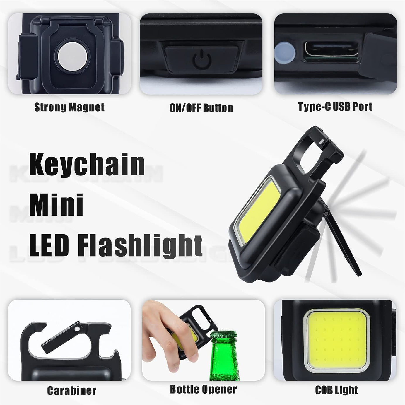 Pristar Small LED Flashlight 800 Lumens COB Rechargeable Keychain Mini Flashlight 4 Light Modes Portable Pocket Light with Folding Bracket Bottle Open - Oshi.pk - Buy & Sell Online