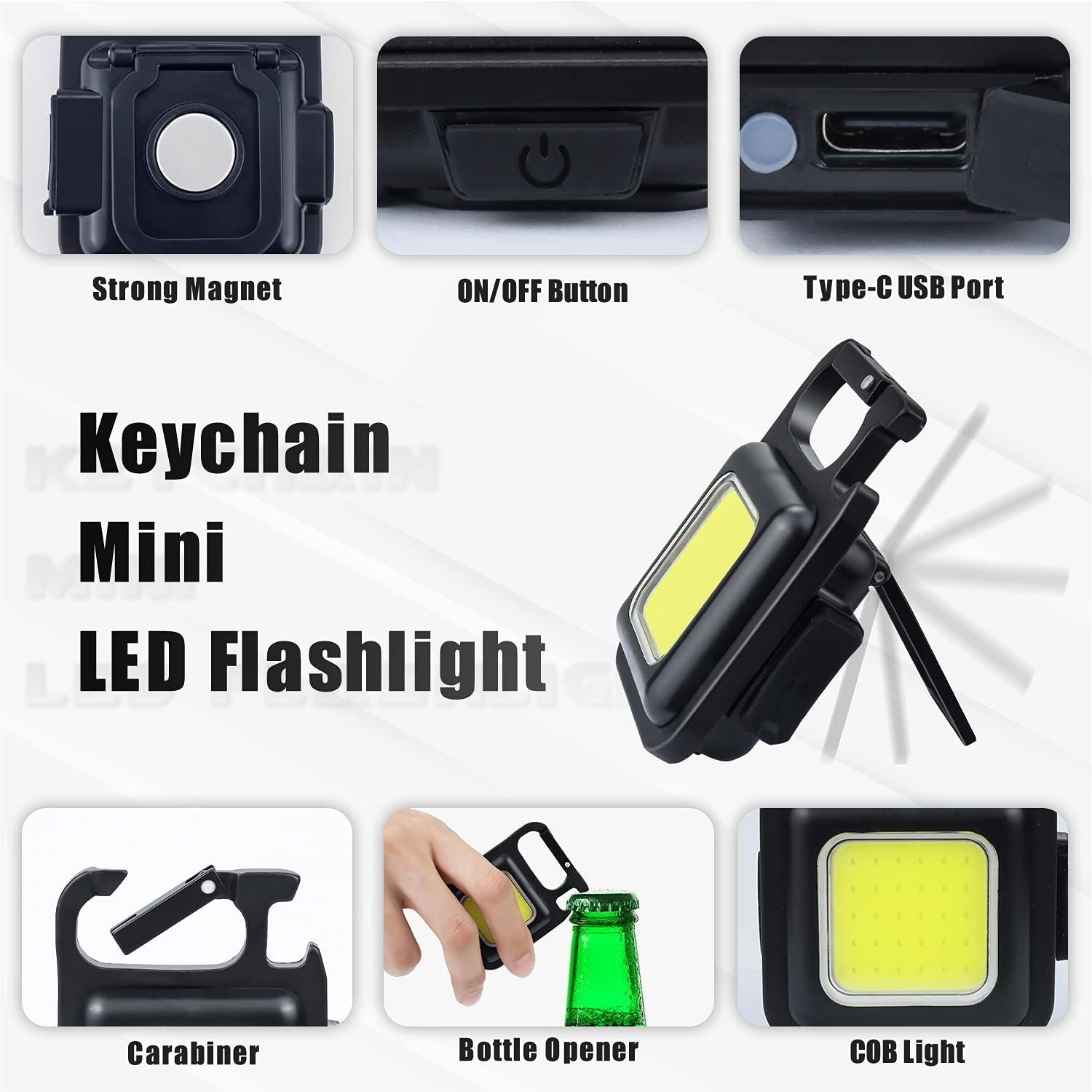 Pristar Small LED Flashlight 800 Lumens COB Rechargeable Keychain Mini Flashlight 4 Light Modes Portable Pocket Light with Folding Bracket Bottle Open - Oshi.pk - Buy & Sell Online