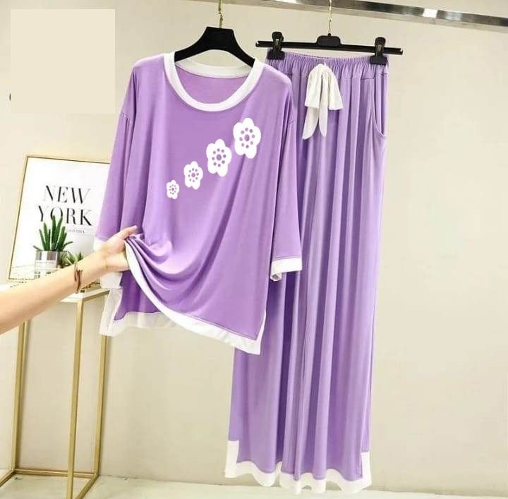 Purple Delight Cozy Cotton Jersey Night Dress - Oshi.pk - Buy & Sell Online