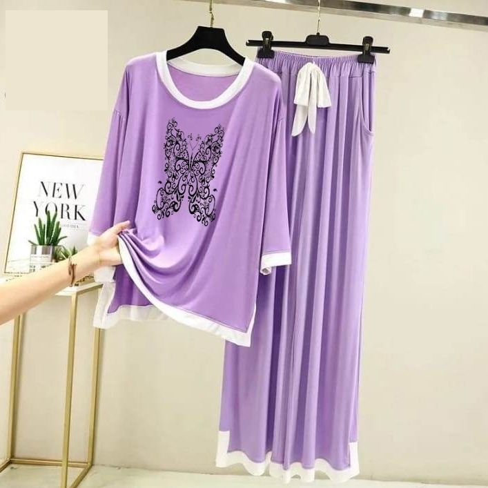 Purple Delight Cozy Cotton Jersey Night Dress - Oshi.pk - Buy & Sell Online