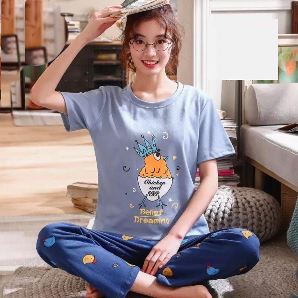 Belief Dreaming Printed Tshirt and Trouser Night Dress - Oshi.pk - Buy & Sell Online