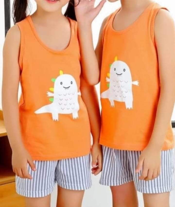 Orange Sando and Grey Short Kids Night Dress - Oshi.pk - Buy & Sell Online