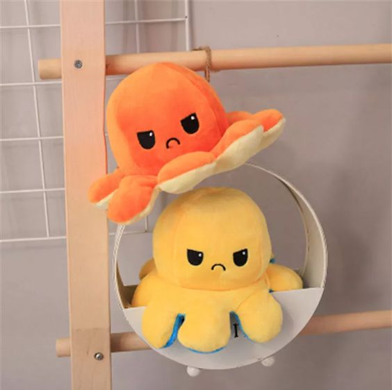 Reversible Octopus Plush, Adorable, Soft Cotton Soft, Double Sided Flip Octopus Plush Dolls Stuffed Animal Toys With Realistic Expression Cute Gift