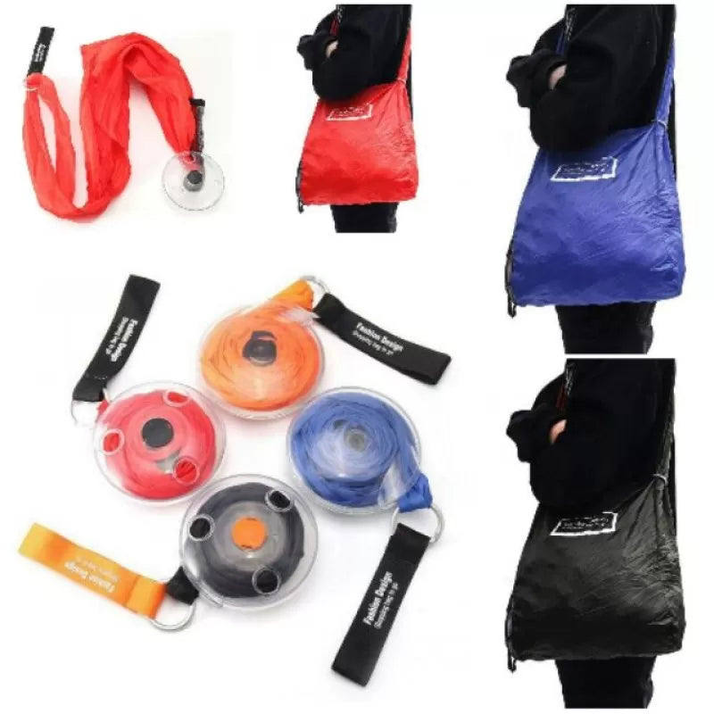Roll and Go Portable Shopping Bag Eco Friendly Foldable Reusable Storage Shopping Shoulder Bags Organizer Large Roll Up Tote Bag Pouch - Oshi.pk - Buy & Sell Online