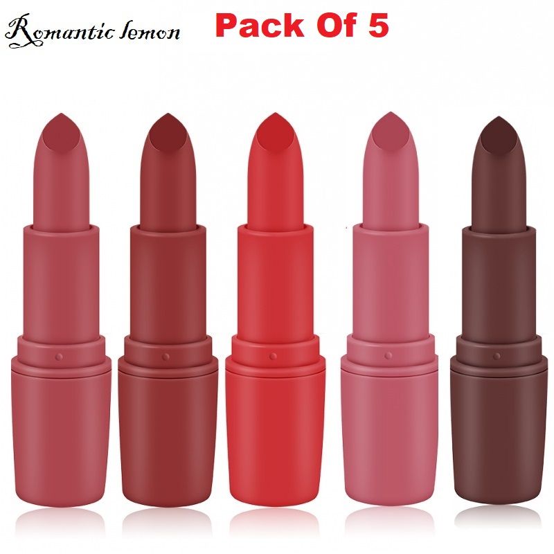 Romantic Lemon Lipstick Matte Waterproof Velvet Lip Stick (Pack 5 color) - Oshi.pk - Buy & Sell Online