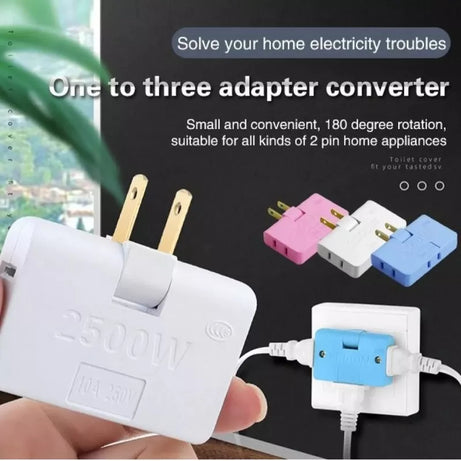 Rotating Wall Socket 3 In 1 Extension Power Adapter Rotatable Plug Socket Converter 2500w Extension Plug Multi Plug Flat Pin - Oshi.pk - Buy & Sell Online
