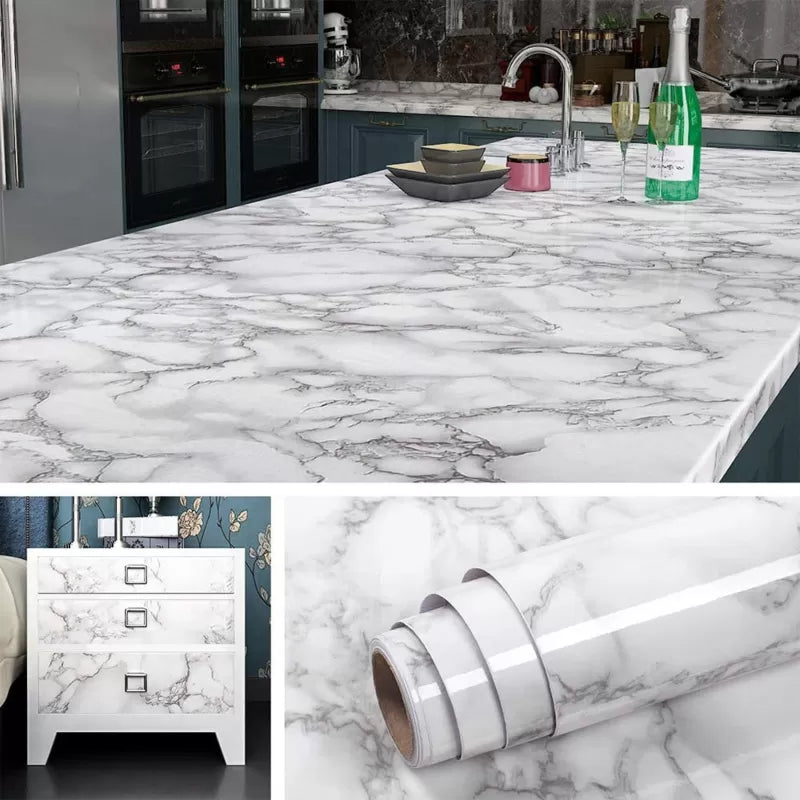 Self Adhesive Black & White Marble Sheet for Kitchen / Waterproof Anti Oil & Heat Resistant Wallpaper Sheet - Oshi.pk - Buy & Sell Online