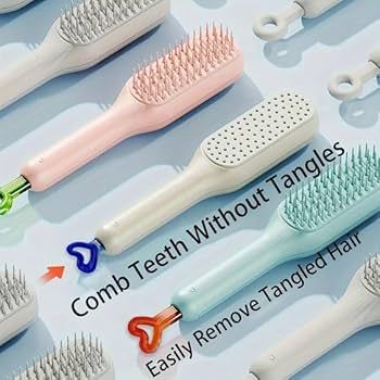 Self Cleaning Hair Brush, Self-Cleaning Hair Brushes for women Easy-to-Clean, Massage Retractable Bristle Hairbrush for Effortless Hair Removal and Cl - Oshi.pk - Buy & Sell Online