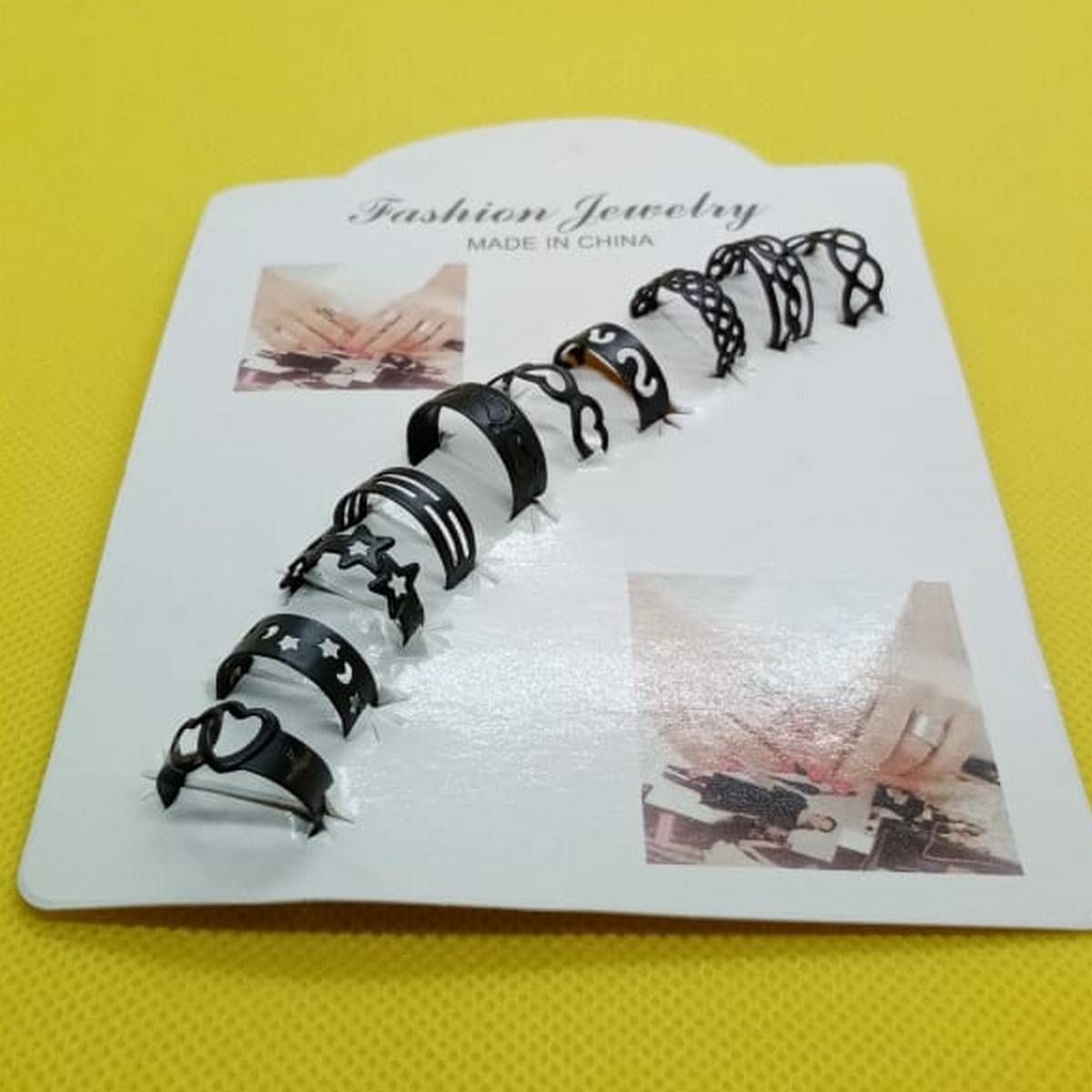 Set of 10 - Black Stainless Adjustable Rings For Girls - Oshi.pk - Buy & Sell Online