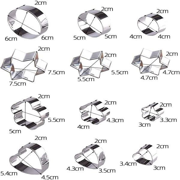 Set of 12 Cookie Cutters for Biscuits Bread Cakes - Oshi.pk - Buy & Sell Online