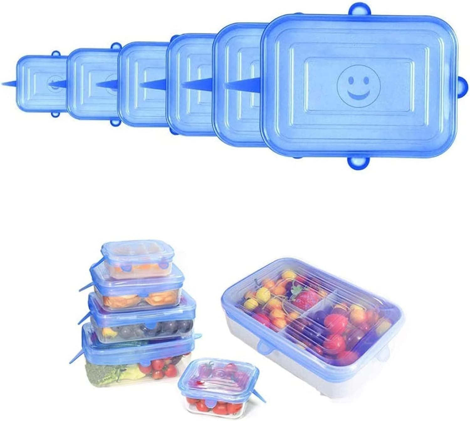 Set of 6 Silicone Lids Stretchy Silicone Lids Universal Silicone Lids Fresh Silicone Lids Reusable in Various Sizes Stretch Lid for Bowls Cups - Oshi.pk - Buy & Sell Online