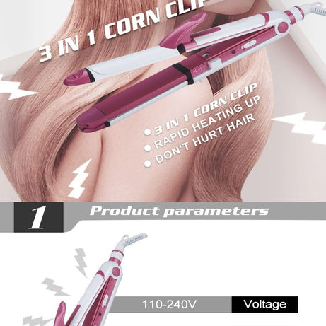 Shinon SH-8088 3 In 1 Professional Electric Hair Straightener - Best Quality Series With 360 Rotation Swivel Cord - All In 1 Curling Rolling Crimping - Oshi.pk - Buy & Sell Online
