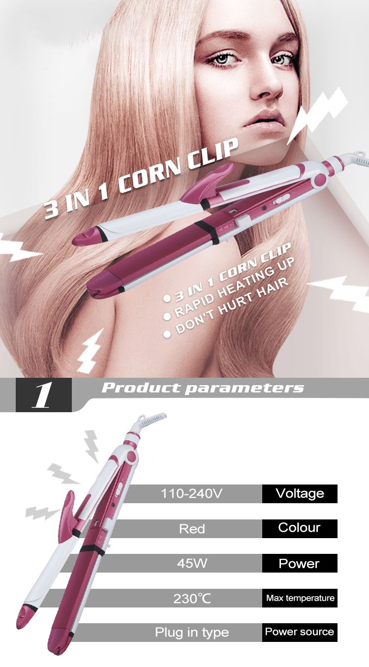 Shinon SH-8088 3 In 1 Professional Electric Hair Straightener - Best Quality Series With 360 Rotation Swivel Cord - All In 1 Curling Rolling Crimping - Oshi.pk - Buy & Sell Online