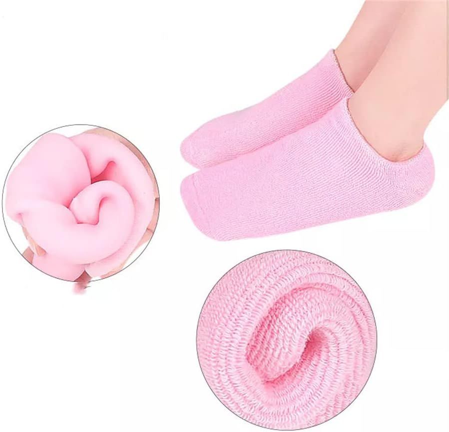 Short Moisturizing Socks, WalTok Cotton Spa Gel Moisture Socks Gel Inner Lining Infused with Essential Oils, Best for Repairing Softeing Dry Cracked F - Oshi.pk - Buy & Sell Online