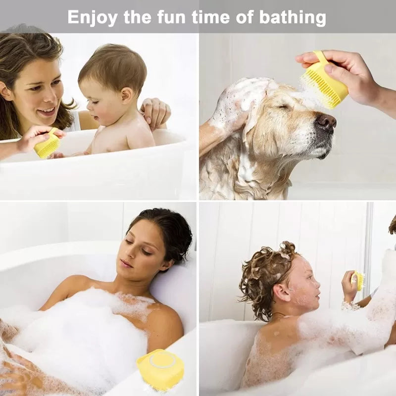 Silicone Bath And Body Shower Brush With Soap Dispenser Bath Scrubber Silicone Bath Brush Silicone Body Brush Shower Scrubber - Oshi.pk - Buy & Sell Online