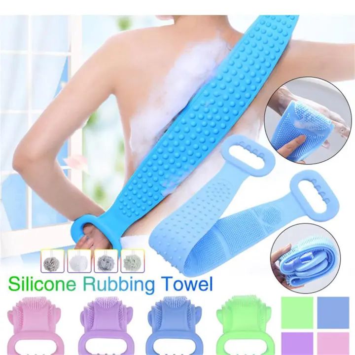 Silicone Bath Belt Body Scrubber High Quality Soft Loofah Bath Towel Exfoliating Body Brush For Bathroom Accessories Nylon Towel Body - Oshi.pk - Buy & Sell Online