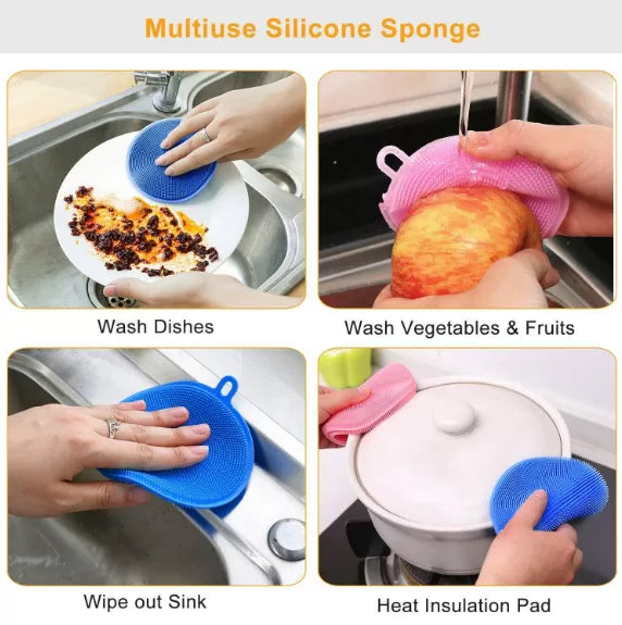 Silicone Dishwashing Sponge Eraser Magic Sponge Diy dishwashing Sponge kitchen & bathroom products - Oshi.pk - Buy & Sell Online