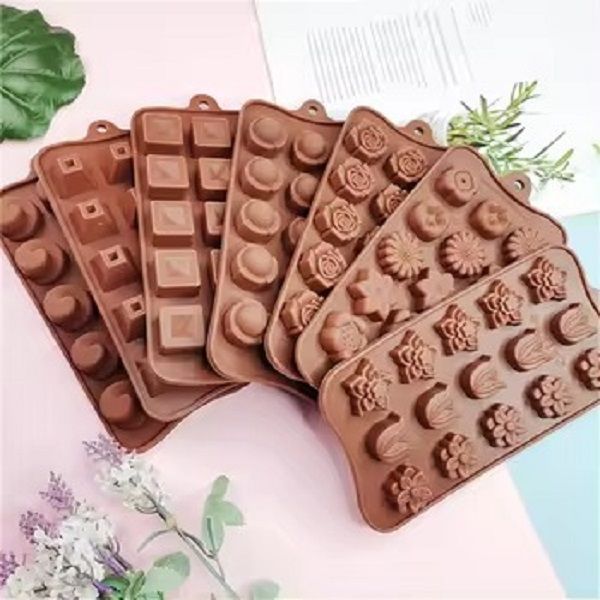 Silicone Molds Chocolate Candy Mold Silicone 15 Cavity Random Design Deliver - Oshi.pk - Buy & Sell Online
