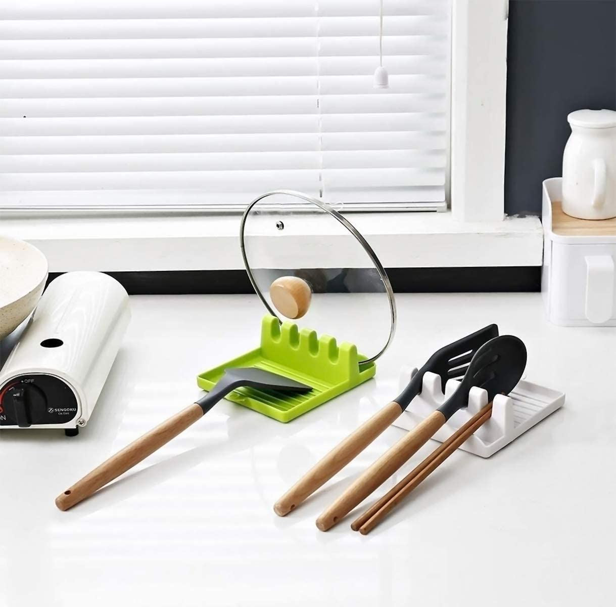 Silicone Spoon Rests Mat Stand Heat Resistant Cooking Spatula Holder Tray Multicolor - Oshi.pk - Buy & Sell Online