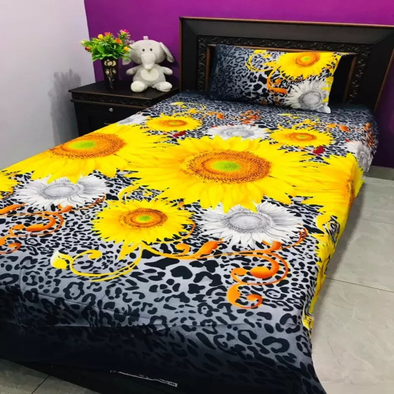 Single BedSheet 3D-Crystal Cotton Printed Bed Sheet Set -Multicolored - Oshi.pk - Buy & Sell Online