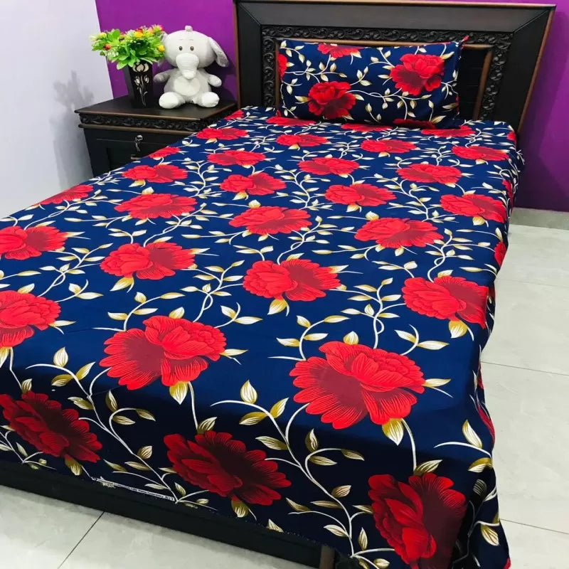 Single BedSheet 3D-Crystal Cotton Printed Bed Sheet Set -Multicolored - Oshi.pk - Buy & Sell Online