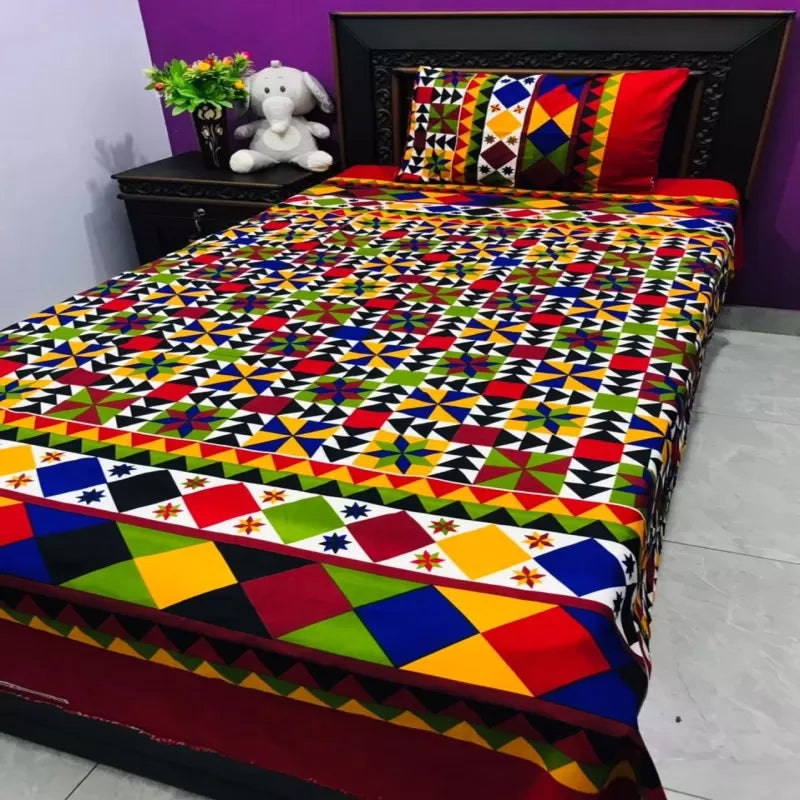 Single BedSheet 3D-Crystal Cotton Printed Bed Sheet Set -Multicolored-copy - Oshi.pk - Buy & Sell Online