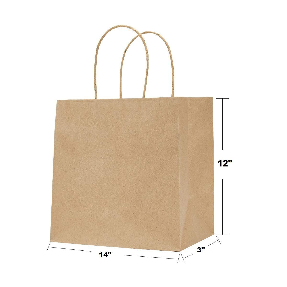 Pack of 100 Paper Bags 12 X 14 X 3 Gift Bags, Party Bags, Shopping Bags, Kraft Bags, Retail Bags, Merchandise Bags, Brown Paper Bags Handle 110gsm - Oshi.pk - Buy & Sell Online