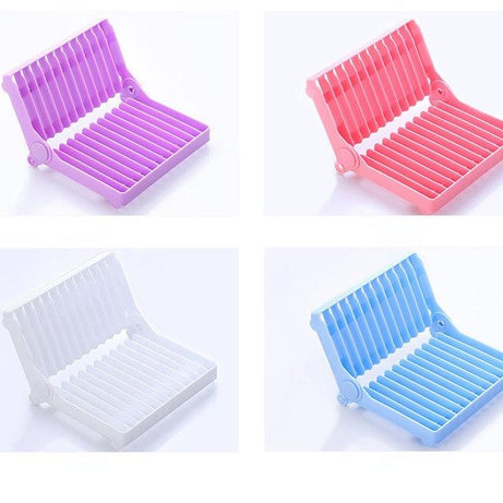 Small Kitchen Foldable Dish Plate Drying Rack Organizer Drainer Plastic Storage Holder Home Kitchen Sink Dish Kitchen Foldable Dish Rack Stand Holder - Oshi.pk - Buy & Sell Online