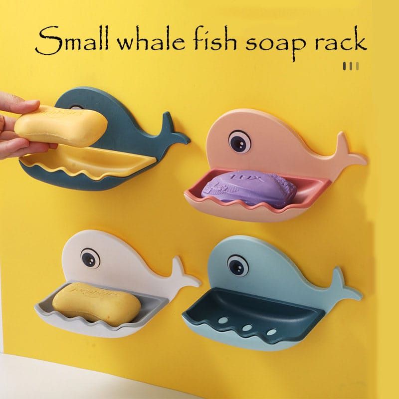 Soap Holder Whale Shaped Drain Soap Holder With Hole Wall Mounted Shelf Soaps Dishes Adhesive Double Layer Toilet Bathroom Accessories - Oshi.pk - Buy & Sell Online