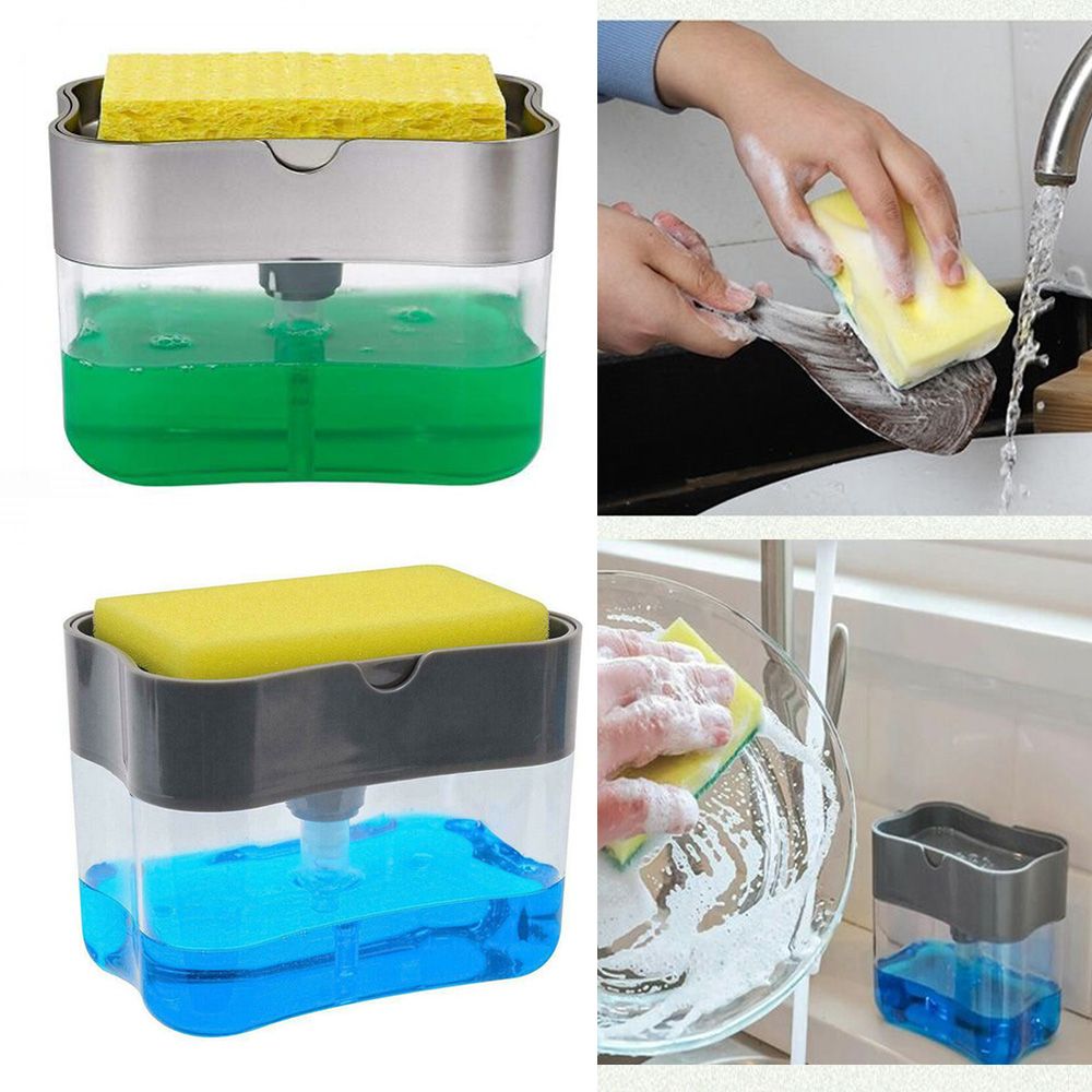 Soap Pump Dispenser and Sponge Holder for Kitchen Sink Dish Washing Soap dispenser - Oshi.pk - Buy & Sell Online