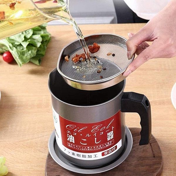 Stainless Steel Kitchen Oil Filter Tank Frying Filter Leak Proof Oil Pot Household Filter - Oshi.pk - Buy & Sell Online