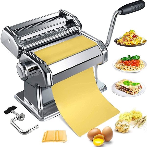 Stainless Steel Manual Roller Pasta Maker With Adjustable Thickness Noodles Cutter with Clamp for Spaghetti - Oshi.pk - Buy & Sell Online