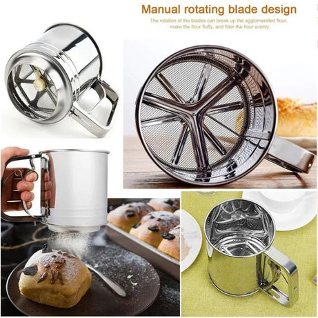 Stainless Steel Mesh Net Flour Sifting Powder Sifter Sieve Strainer Cake Baking Decorator Kitchen - Oshi.pk - Buy & Sell Online