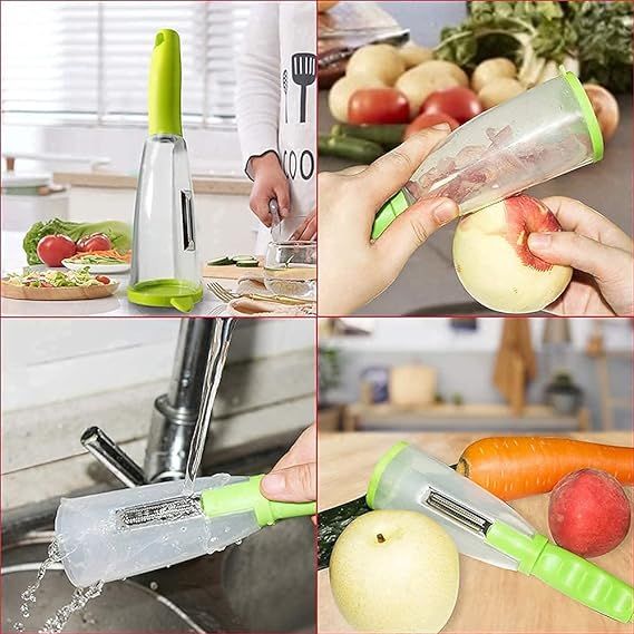 Stainless Steel Multi-functional Storage Peeler With A Container For Potato Cucumber Carrot Fruit Vegetable Peeler Kitchen Tool - Oshi.pk - Buy & Sell Online