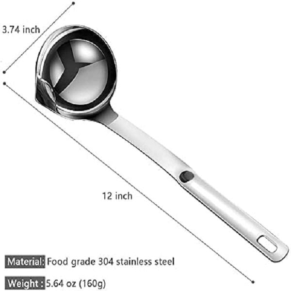 Stainless Steel Oil Soup Separator Spoon Oil Filter Spoon Cooking Spoon with Long Handle - Oshi.pk - Buy & Sell Online