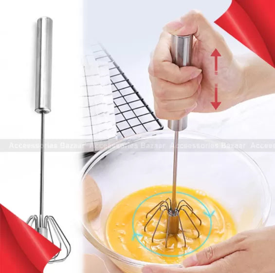Stainless Steel Semi-automatic Egg Beater On For Fast Useful Egg Stiring Tool - Oshi.pk - Buy & Sell Online
