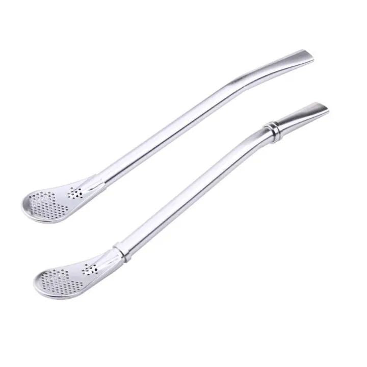 Stainless steel straw spoon Coffee stirring spoon filter spoon Juice straw filter spoon - Oshi.pk - Buy & Sell Online