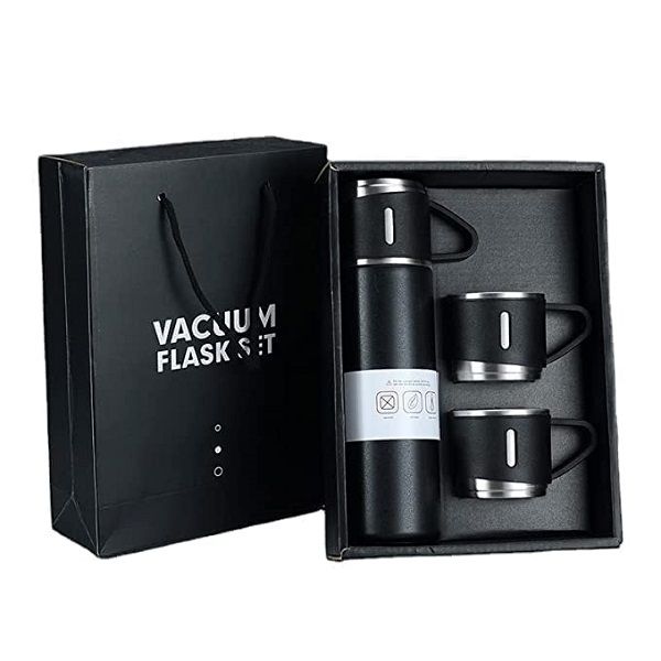 Stainless Steel Thermos 500ml Vacuum Bottle Flask Two Cups Hot & Cold - Oshi.pk - Buy & Sell Online