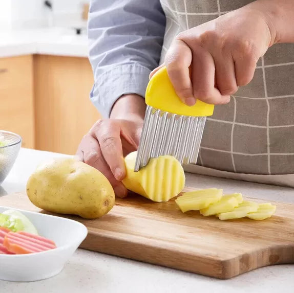 Stainless Steel Wavy Cutter French Fries Cutter Vegetable Cutter Kitchen Knives Fruit Tool Knife Accessories - Oshi.pk - Buy & Sell Online