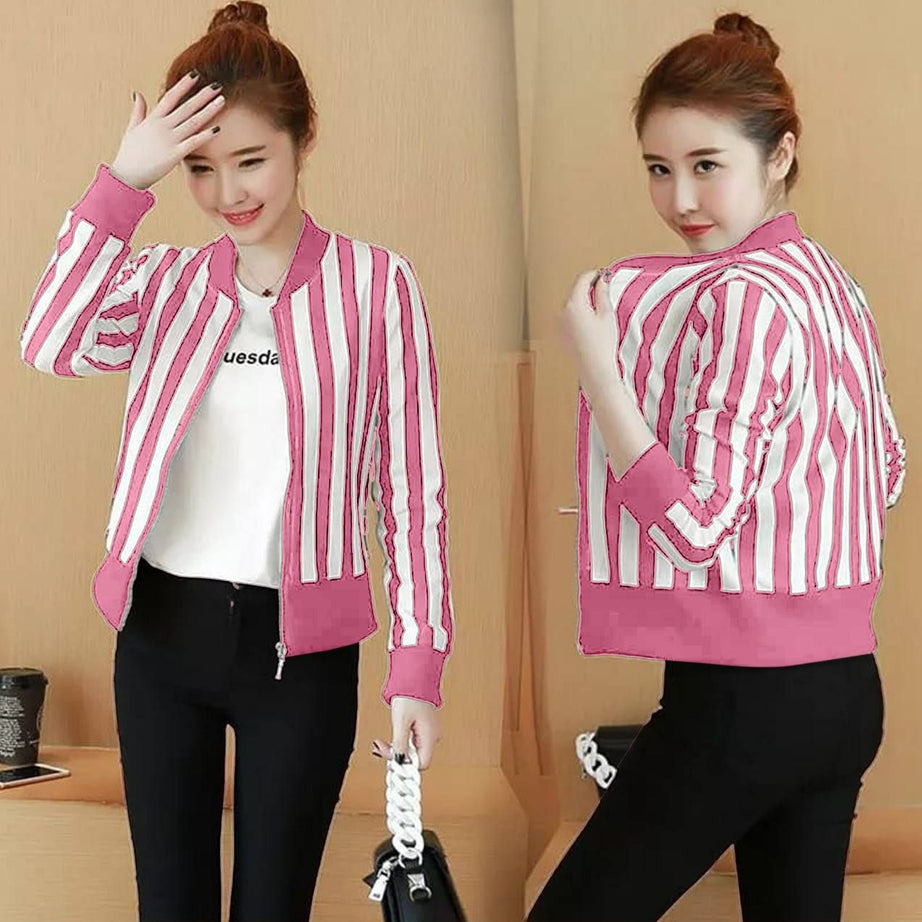 Stripe Printed Winter Jacket For Women - Oshi.pk - Buy & Sell Online