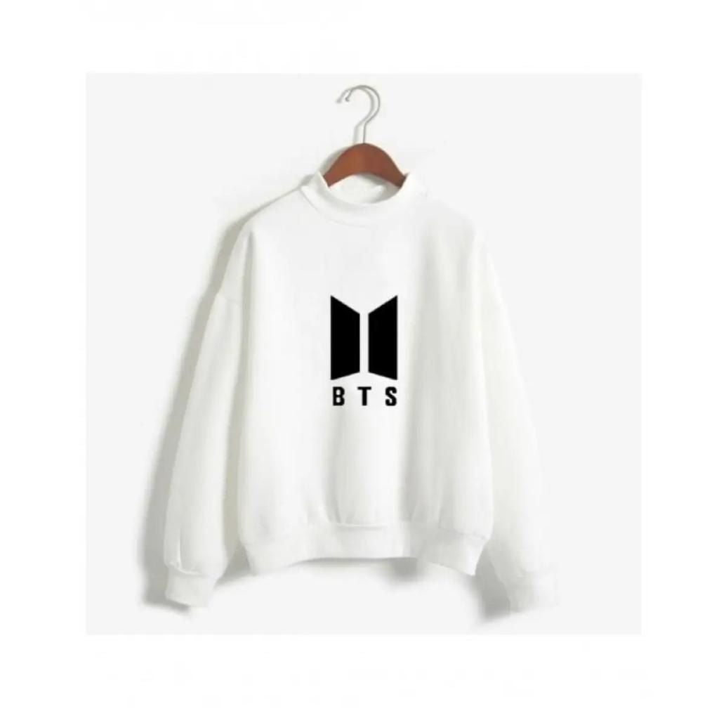 Stylish BTS LOGO PRINT Tag Print Thick & Fleece Fabric Rib Sweatshirt for Winter sweatshirt Fashion Wear for Women / Girls - Oshi.pk - Buy & Sell Online