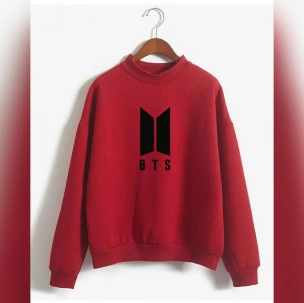 Stylish BTS LOGO PRINT Tag Print Thick & Fleece Fabric Rib Sweatshirt for Winter sweatshirt Fashion Wear for Women / Girls - Oshi.pk - Buy & Sell Online